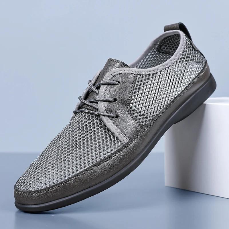 

Summer Men Casual Shoes Breathable Soft Men Loafers Leisure Moccasins Mesh Men s Driving Shoes Lazy Shoe Handmade Flats Comfy 39 серый