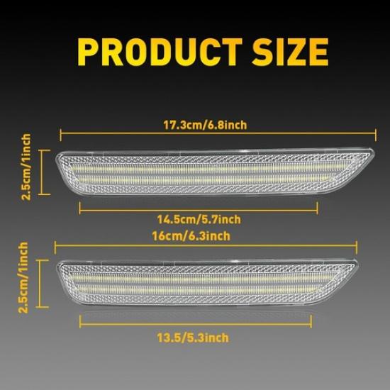For 2010-14 Ford White Mustang LED Side Marker Light Lens Clear Front Rear 4Pcs