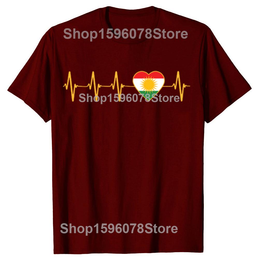 Funny Kurdistan Kurdish Heartbeat T Shirts Men Women Pure Cotton Funny Humor Streetwear Tee Shirt Short Sleeve Unisex Clothing