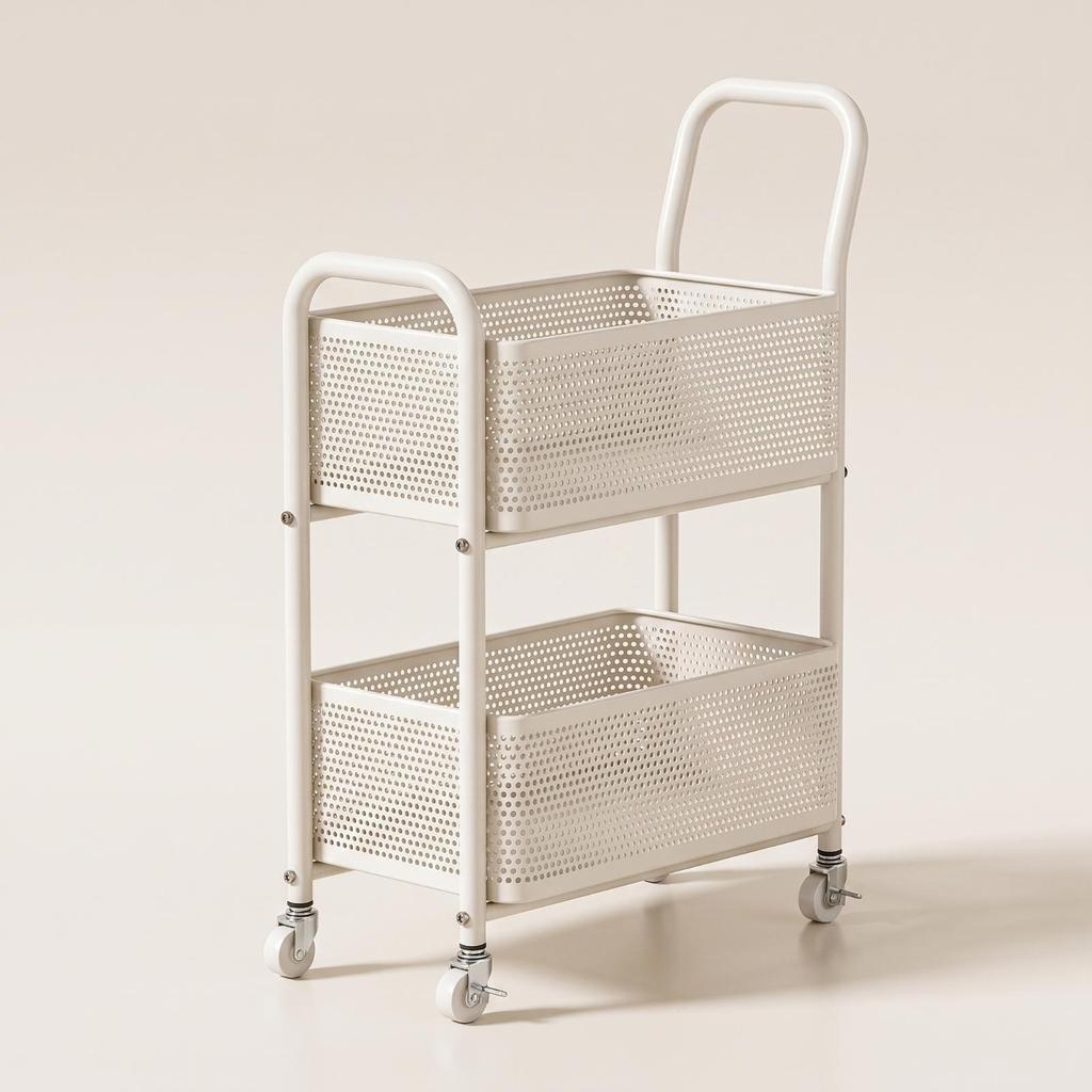 2-Tier Rolling Cart Mobile 2 Tier Sturdy for Kitchen, Teachers