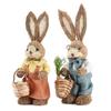 2PCS Bunny Ornaments Rural Style Male Female Rabbit Figurine for Easter Day Home Decoration 35cm