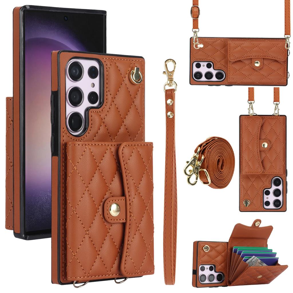 Crossbody Wallet Phone Case for Samsung Galaxy S25 S24 S23 S22 Plus Note 20 Ultra S21 FE A16 A15 A55 A35 A54 Card Holder Cover