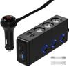 Car Chargers 120W QC3.0 Quick Charging Adapter 3-Socket Power Splitter 12-24V with 4 USB Ports