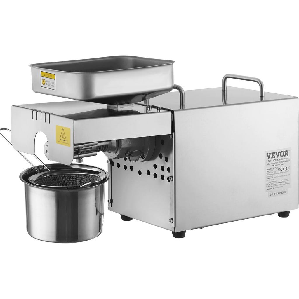 Electric Oil Press Machine, 850W Stainless Steel Oil Extractor Machine, 0-300℃ / 32 - 572 ℉ Adjustable Temperature, Hot Press Oil Expeller for