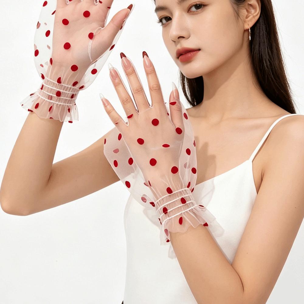 Short Polka Dot Fake Sleeves Sweet Fake Pleated Cuff All-match Nail Art Sleeves Social Media