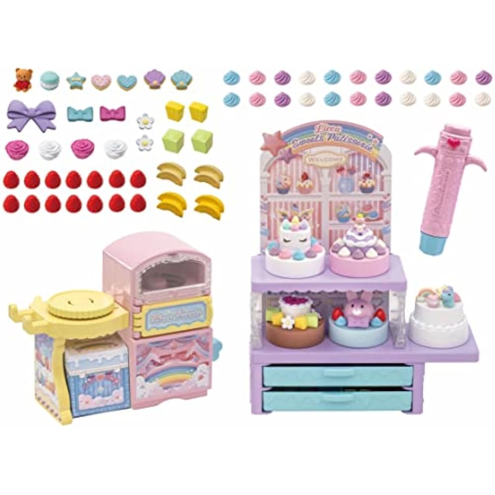 Takara Tomy Plastic Licca-chan Yume Deco Patissier Pom Pom Whip Dress Up Playhouse Toy for 3 year...