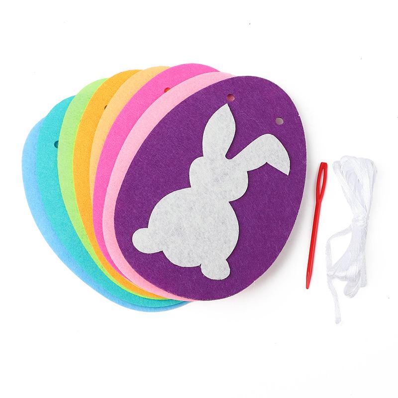 Cute Rabbit Banner Easter Felt Bunny Eggs Garland Wall Hanging Bunting Flag 2026 Spring Easter Party Home Decoration Supplies