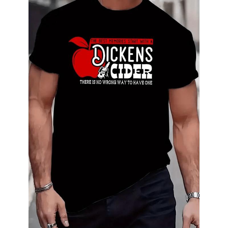 Men'S Dickens Cider Graphic T-Shirt - "The Best Memories Start with a Dickens Cider" Design, Black Short Sleeve Tee for Casual Summer Wear