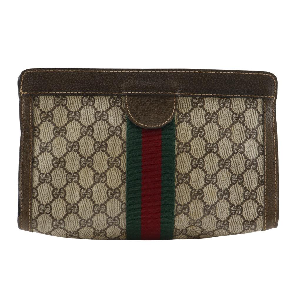 GUCCI Sherry line Clutch bag Pouch Gucci Parfum Novelty Brown GG plus/leather unisex Used
