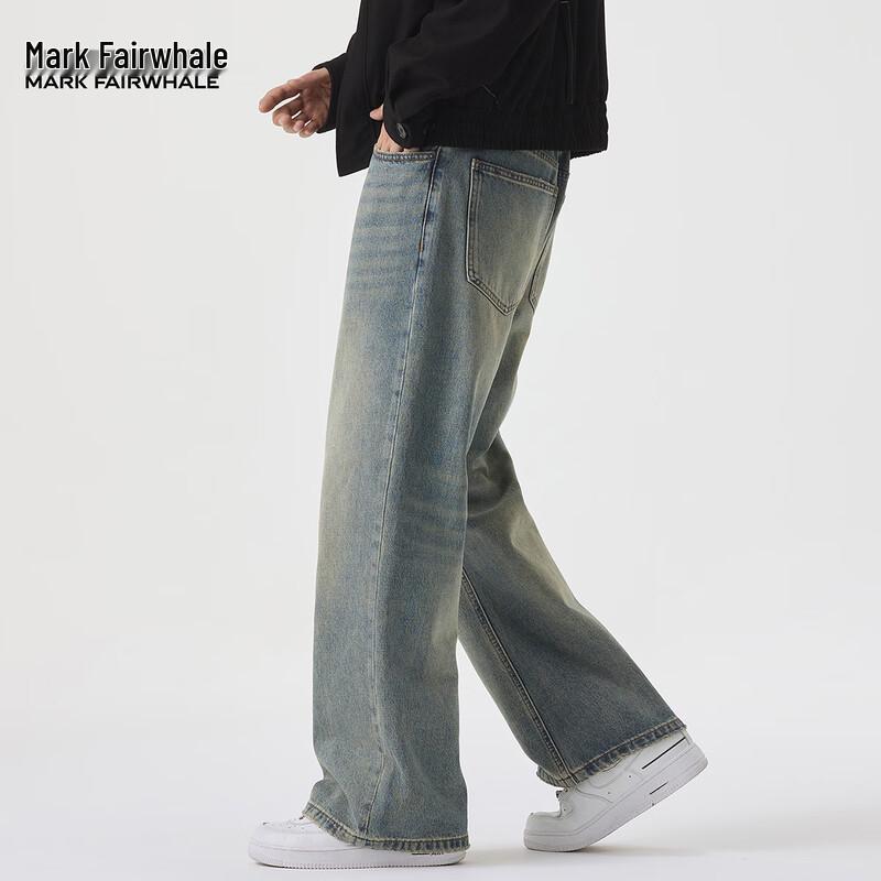 Mark Fairwhale Men's American Retro Distressed Straight Fit Jeans