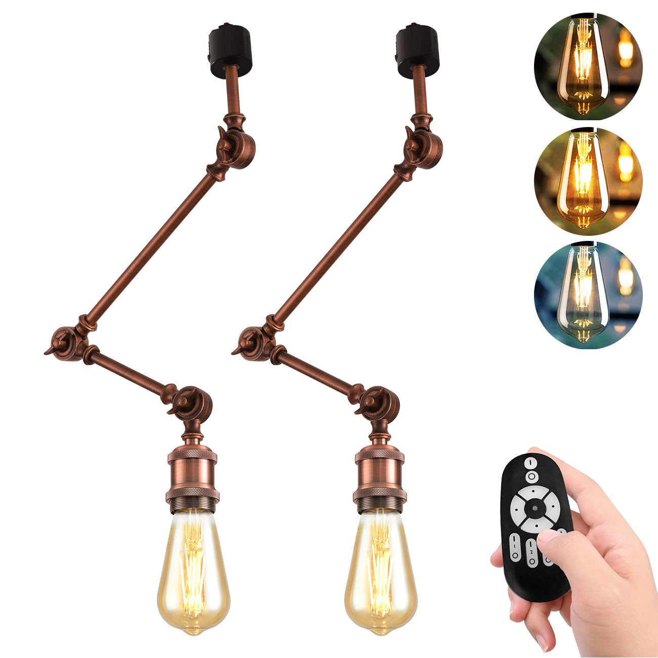 

Набор из 2 прожекторов E26 для шинопроводов, диммируемые и с регулировкой цвета светодиодные лампы с пультом дистанционного управления, подходят для потолков с шинопроводами, трековые светильники,