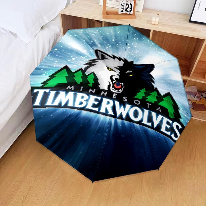 Timberwolves Logo Umbrella Folding Umbrella, Automatic Umbrella 8-Frame for Travel, Camping Use Gift for Halloween Christmas