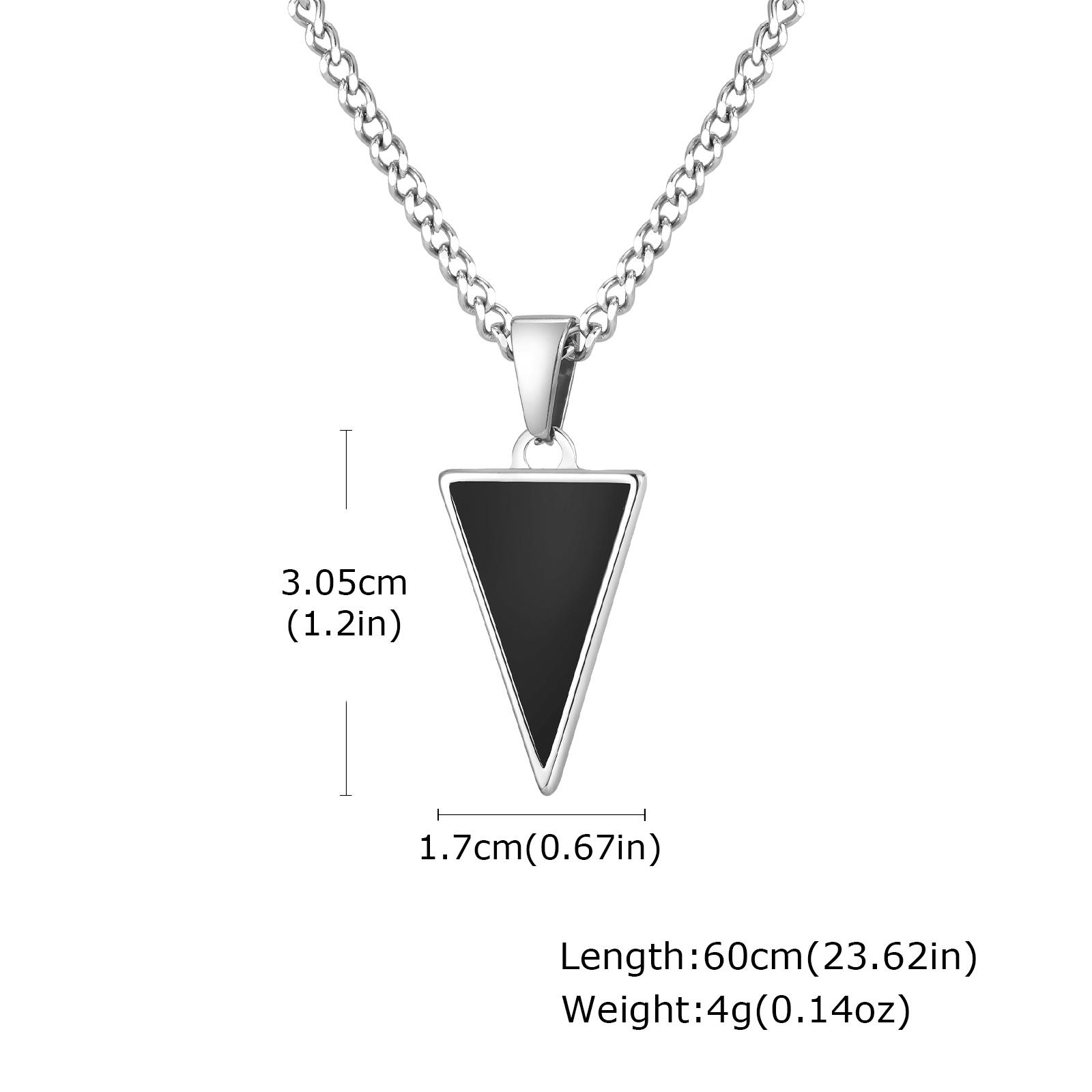 

Geometric Triangular Black Agate Pendant Necklace,Stainless Steel Natural Stone Necklace for Men, Minimalist Trendy Jewelry Gift серебряный