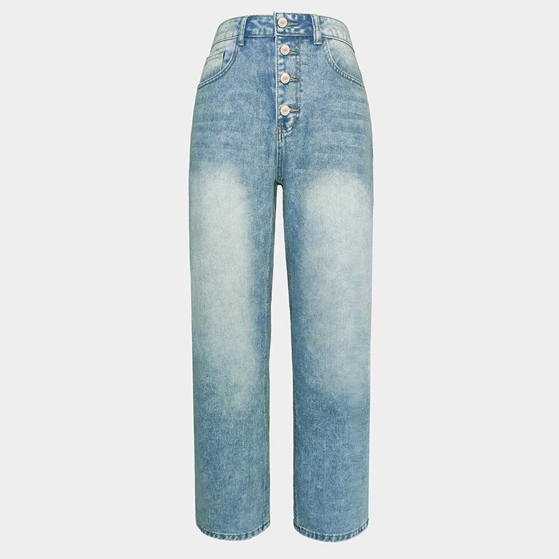 2023 Spring & Autumn Women's Casual Loose Slimming Straight-Leg Culottes Jeans