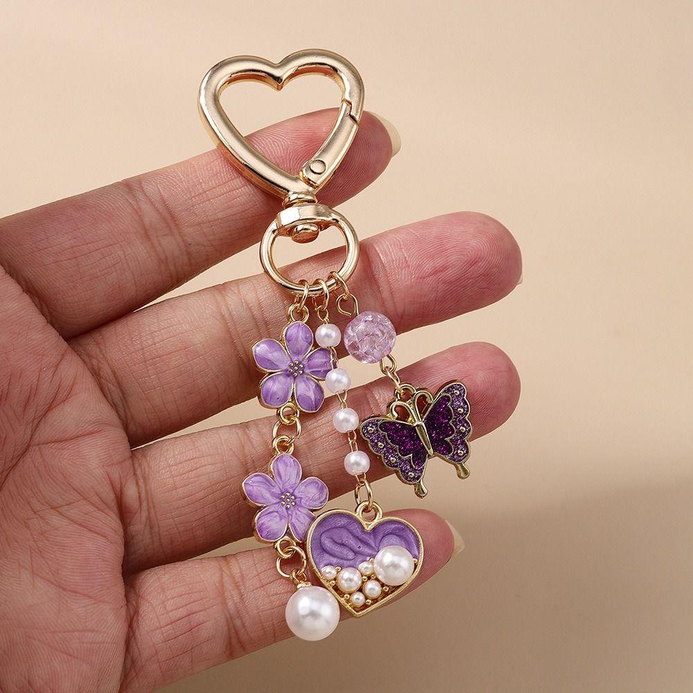 Hanger Enamel Butterfly Keychain Zinc Zinc Alloy Bag Charm Trendy Flower Pendant  Women