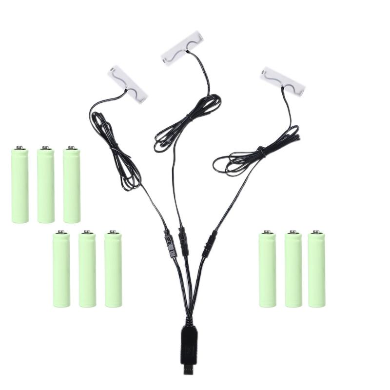 110cm 3in1 AA Battery Eliminator USB Powered for Toothbrush Toy Flashlight Clock Walkie Talkie Christmas Strip Light