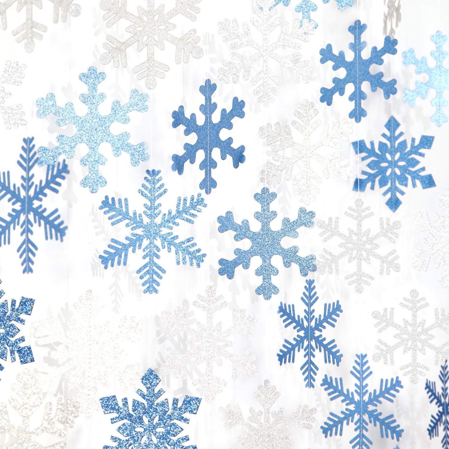 Snowflake-Snow Blue-Silver Christmas Party-Decorations Garland - 6pcs Winter Wonderland Girl Frozen Birthday Hanging Decoration Streamers Banner,