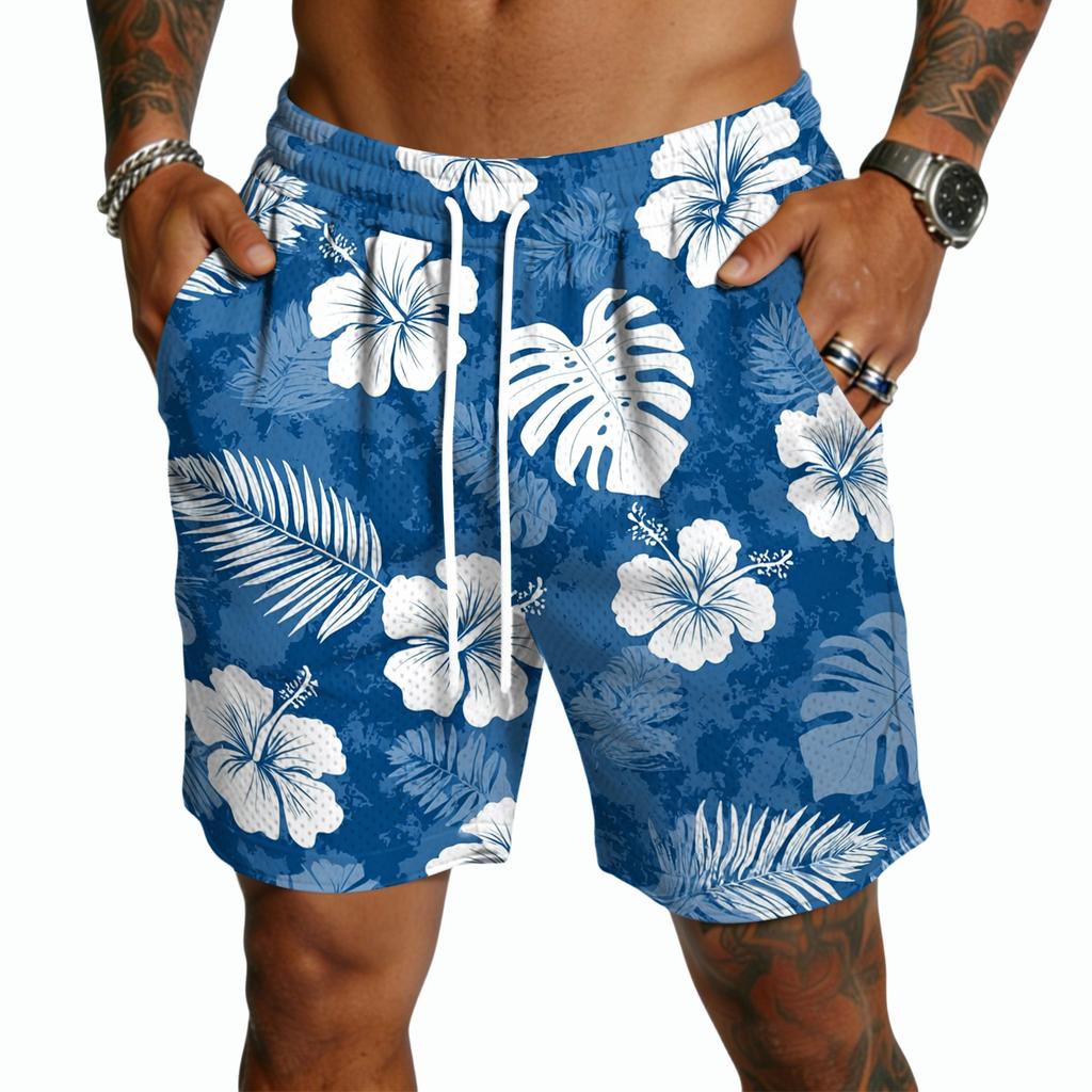 Pantalones Cortos Casuales para Hombre con Estampado Hawaiano y Cordón, Ligeros de Secado Rápido con Entrepierna de 5 Pulgadas para Vacaciones de Verano