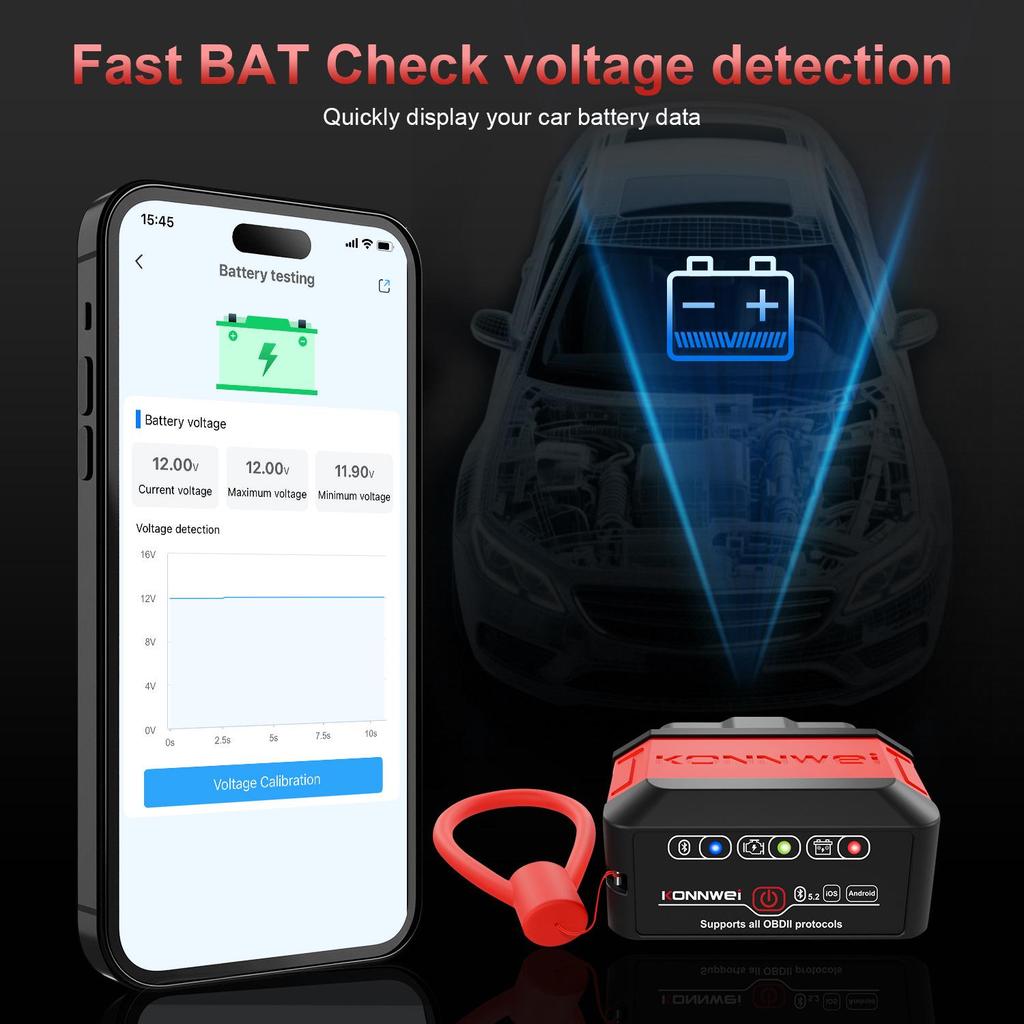 KW906 Bluetooth 4.0/5.0 ELM327 OBD2 Car Diagnostic Scanner