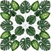 80 Pieces 4 Kinds Artificial Palm Leaves with Stems Faux Monstera Leaves Tropical Plant Simulation Safari Leaves for Tropical Leaves Decorations