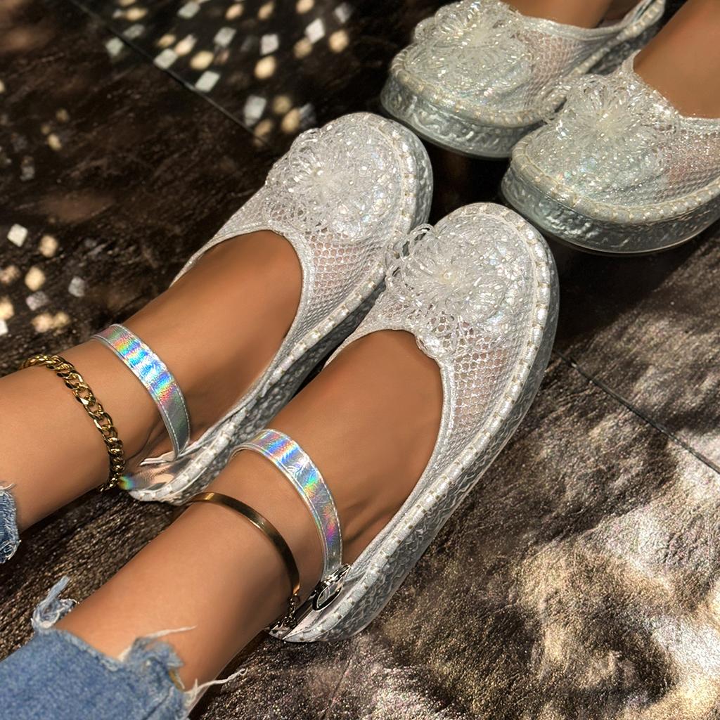 Fashion Women's Floral Embroidery Slip On Shoes Comfortable Hollow Out Mesh Shallow Shoes Mid Top Platform Walking Shoes