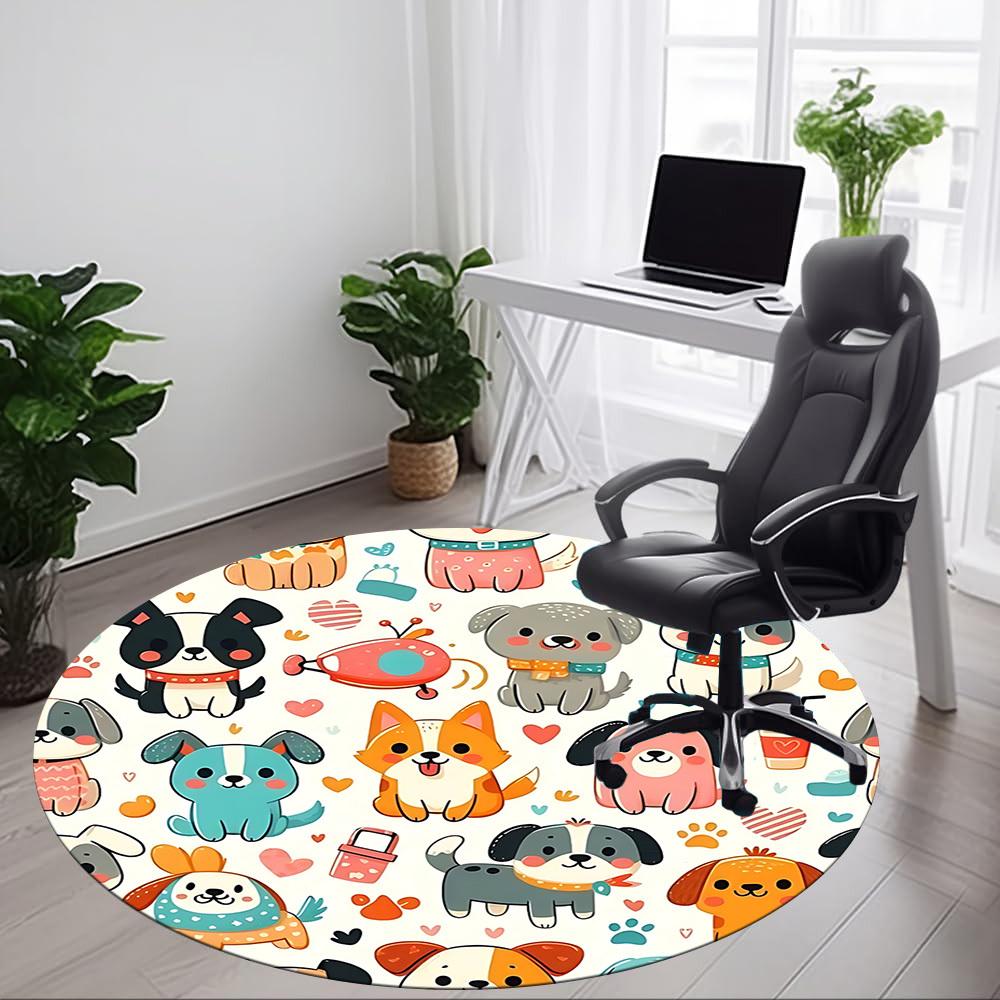 1pc Dogs Cute Chair Carpet for Office Non Slip, Machine Washable Rug for Office, Room Holiday Decor for Christmas, Birthday Polyester