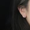 Korean Simple Fashion 925 Sterling Silver Shiny Heart Shaped Zircon Crystal Hoop Earrings for Women Girls