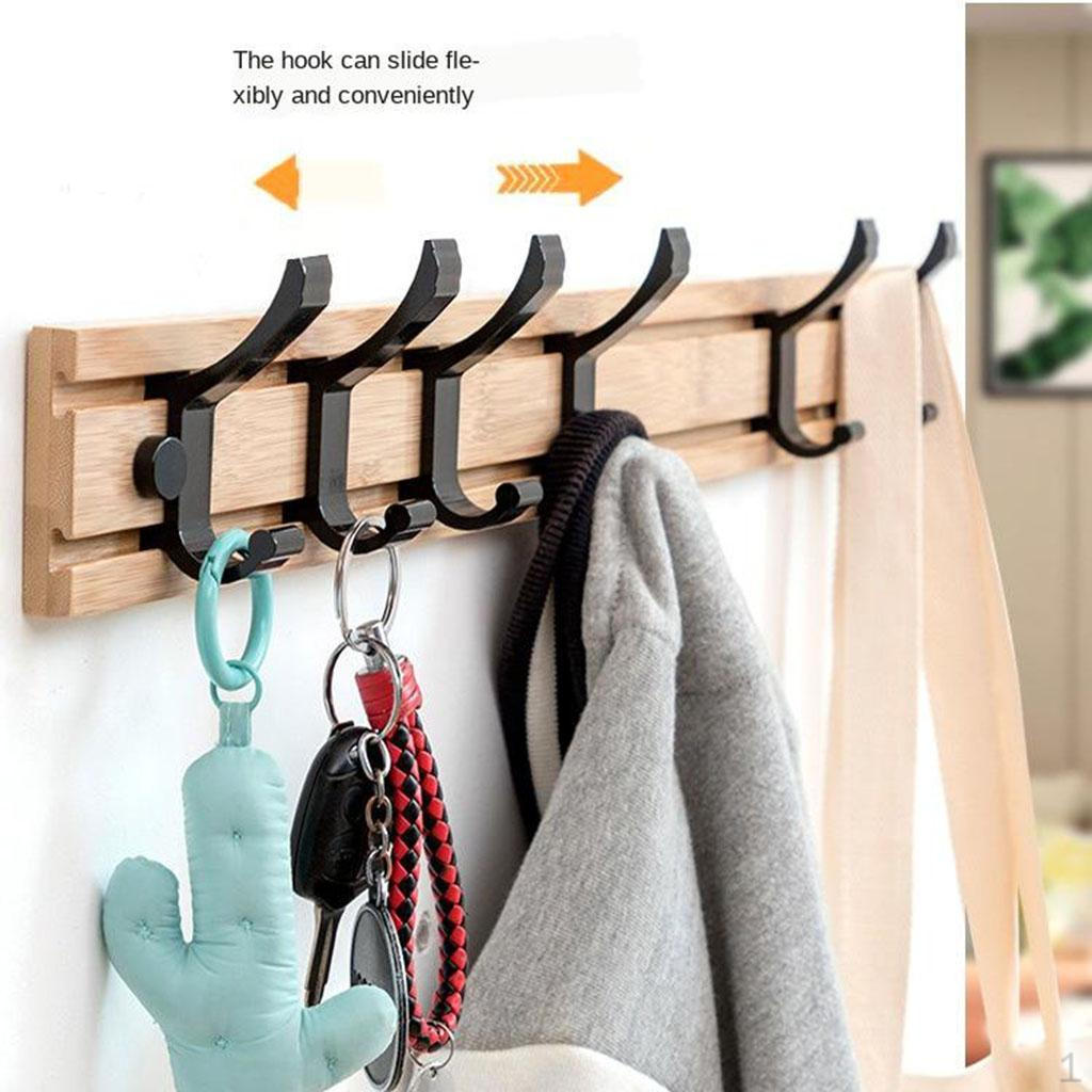 

Вешалка для одежды из бамбука, крючки настенные 5 Hooks