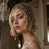 Klassische Beanie-Form Perlenhut Langer Quasten-Kopfschmuck für Partys Glänzend Gewebt Strassstein Haar Tägliches Tragen