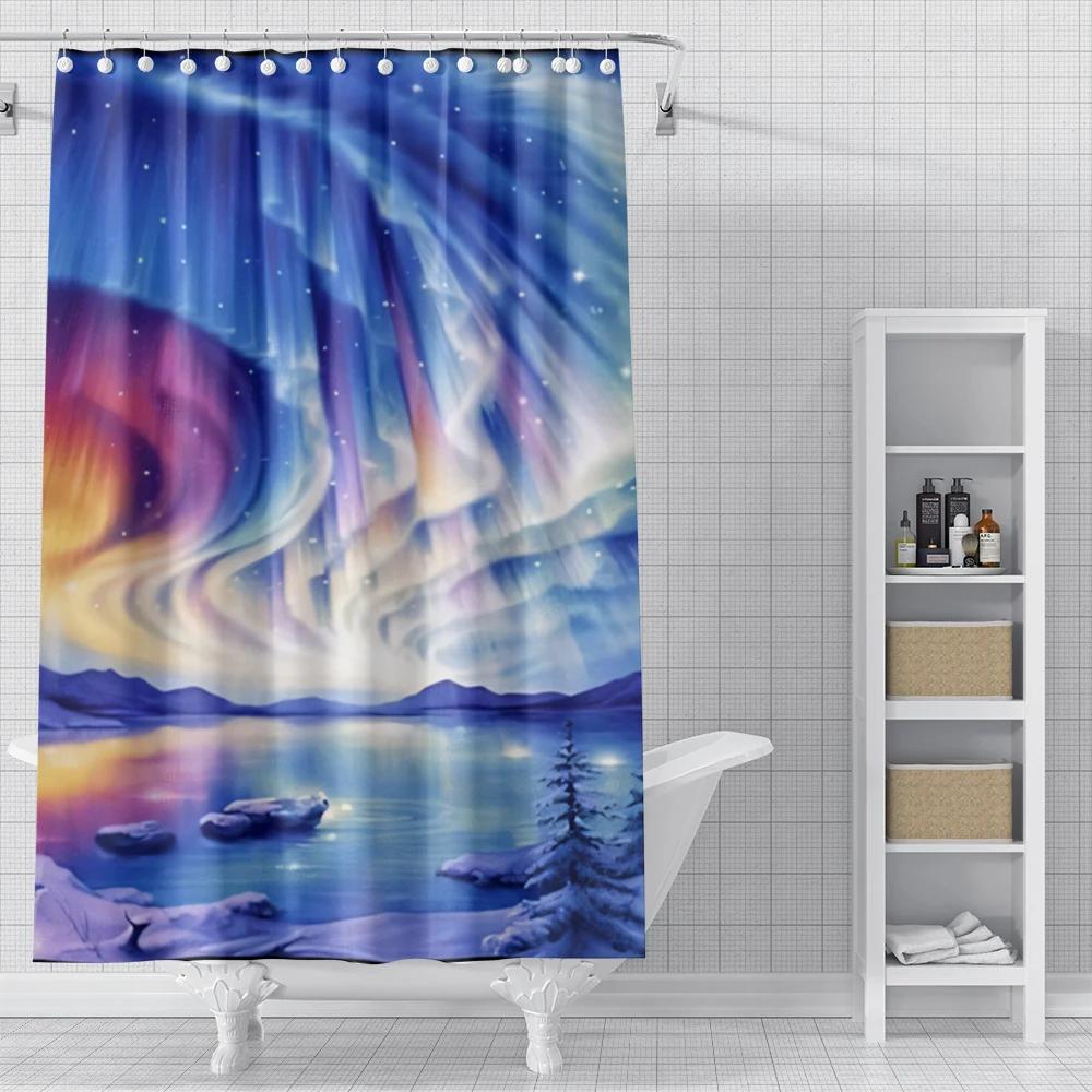 Home Shower Curtains for Bathroom Landscape Animals Waterproof Fabric Bathroom Curtains Modern Shower Curtain 180x200 240x200