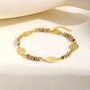 Dreifarbige runde Perlen Jungfräulichkeitsarmband für Damen, Armband aus Edelstahl in Goldfarbe, Wasserdichter Schmuck, Geschenk