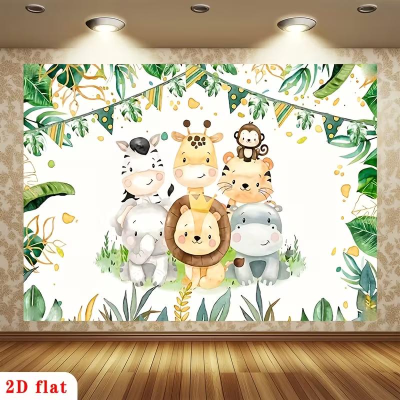 2D Baby Shower Jungle Lion & Zebra Animals Photo Booth Banner