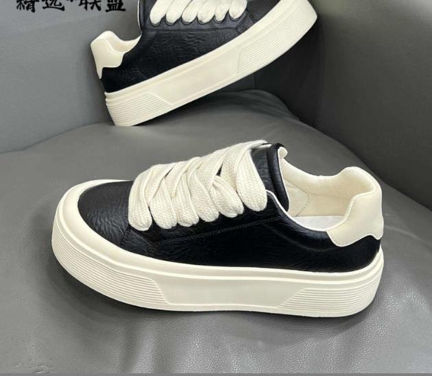 Men's Shoes Platform Casual Sneakers Student Board Shoes Black, Brown, White