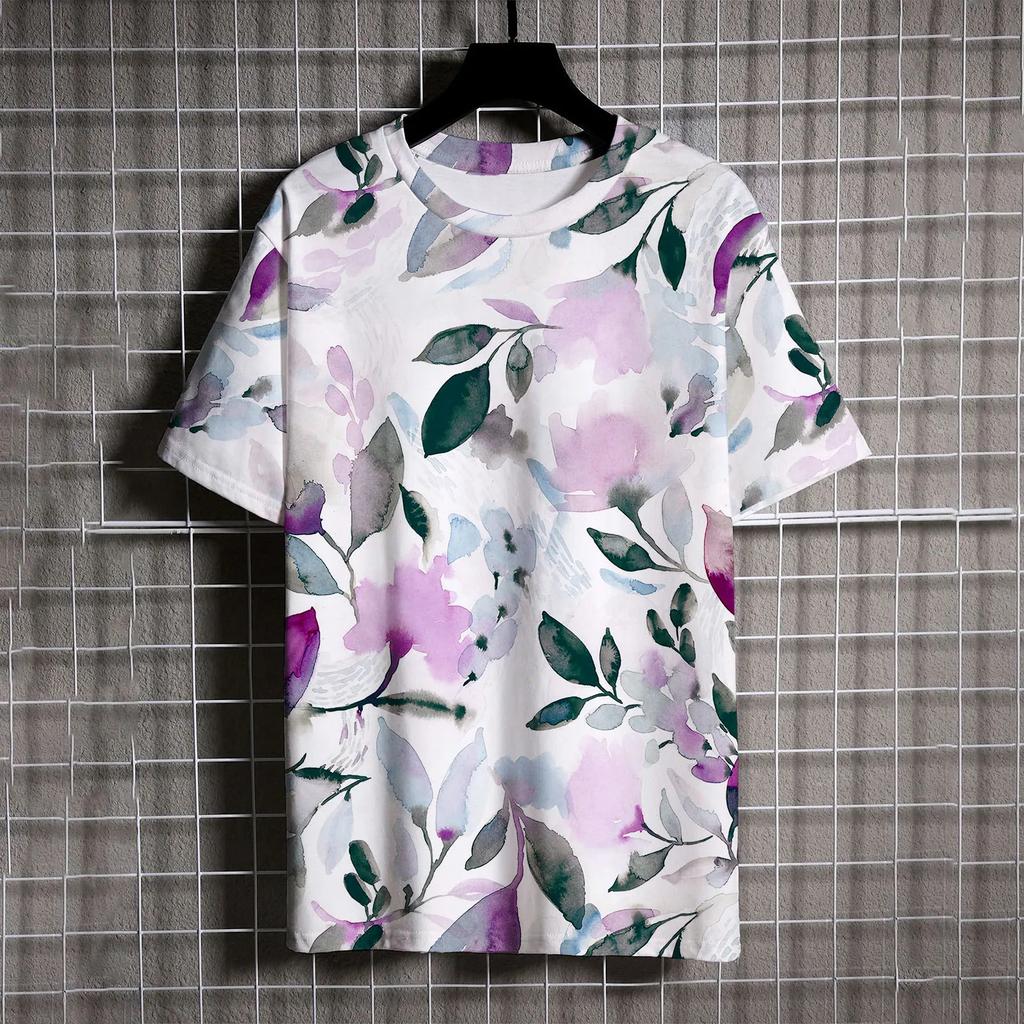 Trend Men's Short Sleeve Shirts Casual Leisure Personality Short Sleeved T-shirt for Men Fashionable and Versatile Print Tshirt