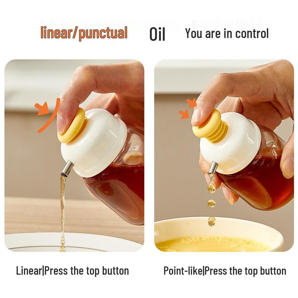 Press-Type Glass Oil & Vinegar Dispenser Bottle for Kitchen