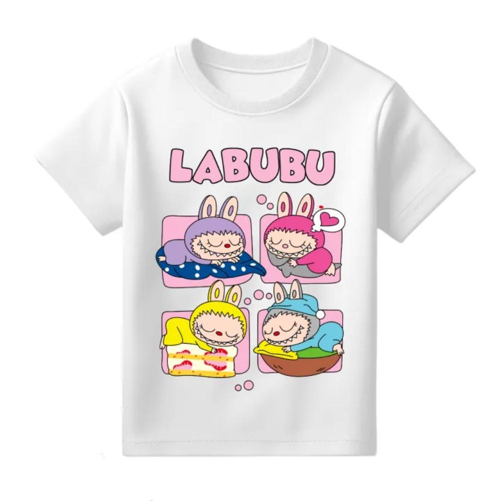 Summer Popular Children's T-shirt Clothing Labubu Printed Girls Round Neck Short Sleeved Casual Variety of Colors To Choose From