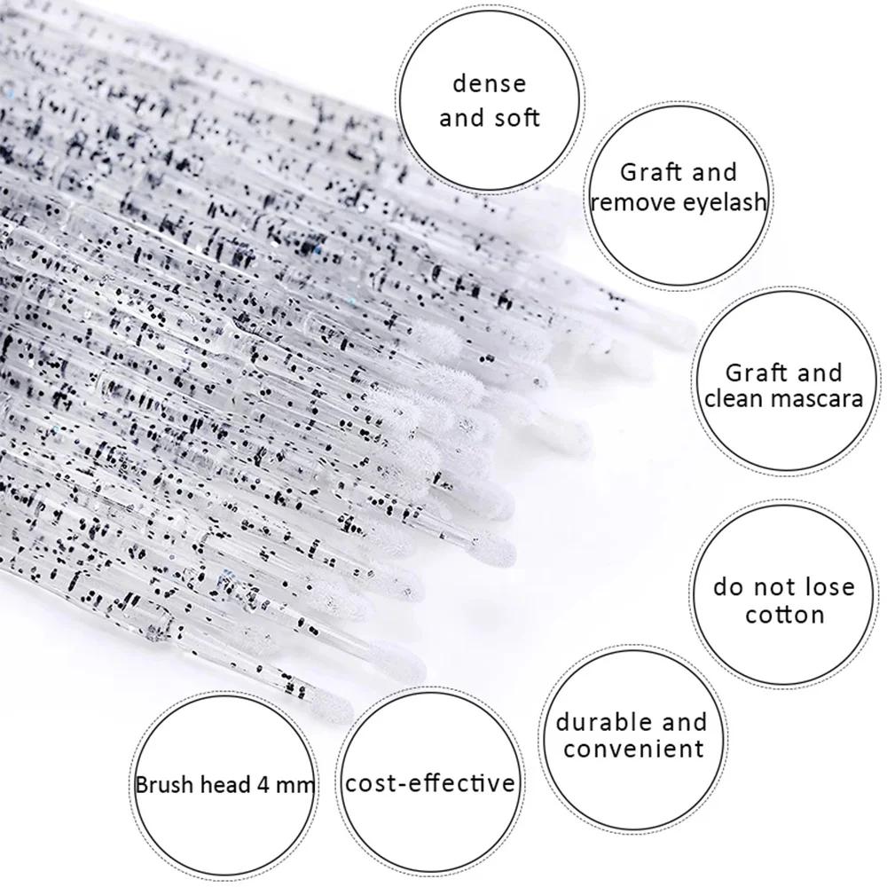 100 Pcs/bag Crystal Disposable MicroBrush Eyelashes Mascara Wands Applicator Makeup Tools