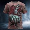 26 New Summer Men's Horror 3D Printed T-shirt, Millennium Style, Short Sleeves, Loose Fit, Street Fashion, Casual,