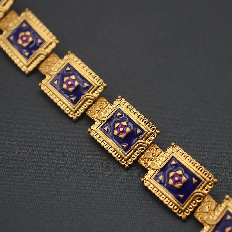 Vintage Violet Bangle & Enamel Sunflower Jewelry Set: Multilayer Bracelet with Flower Earrings for Women