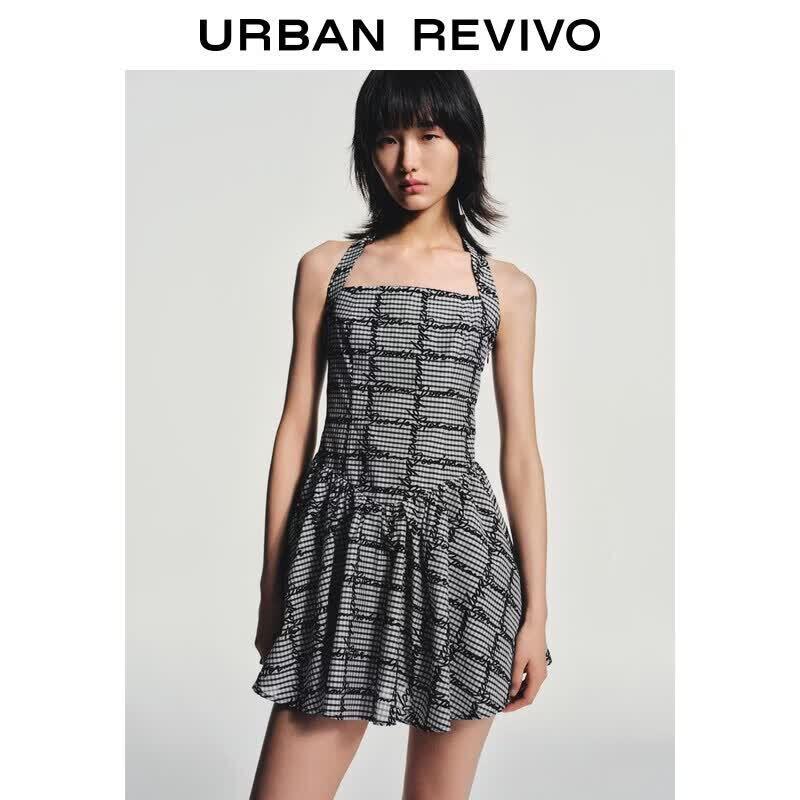 Women s Plaid Halterneck Mini Dress S