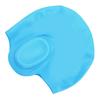 Waterproof Silicone Swimming Cap with Ear Protection 3D Strong Elasticity Long Hair Swimming Hat for AdultsLight Blue
