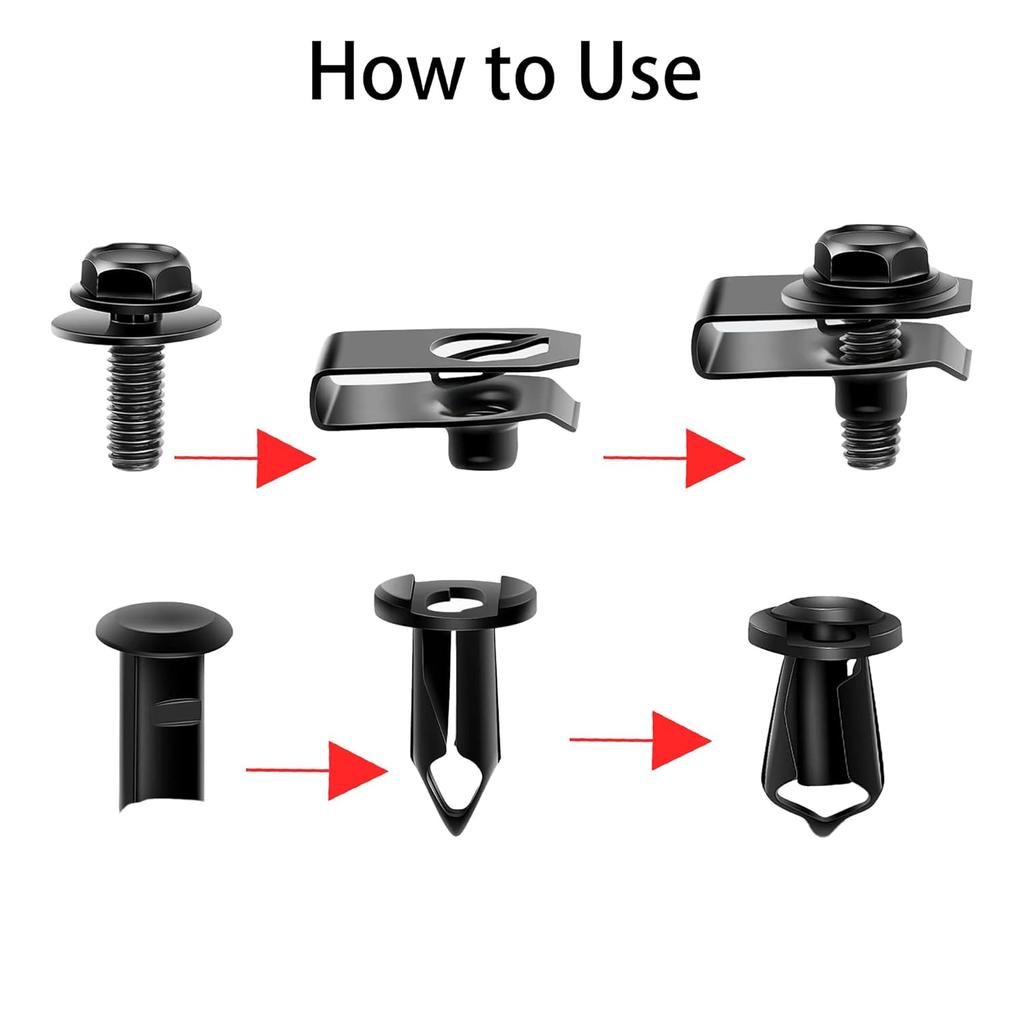 35PCS Universal Engine Under Cover Splash Shield Guard Body Bolts Kit, Bumper Fender Liner Push Retainer Fastener Rivet Clips, Compatible with Most