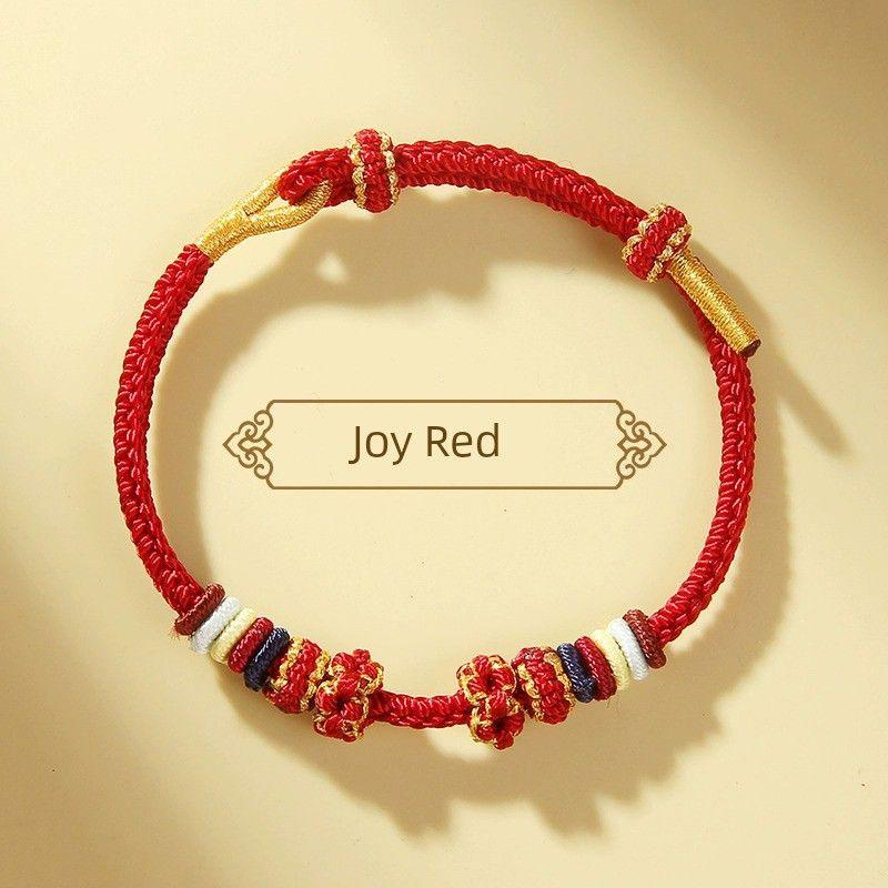 Hand-Woven Peach Blossom Carrying Strap Wearable Gold Lucky Beads Braided Rope Semi-Finished DIY Lucky Red Rope Bracelet for Women
