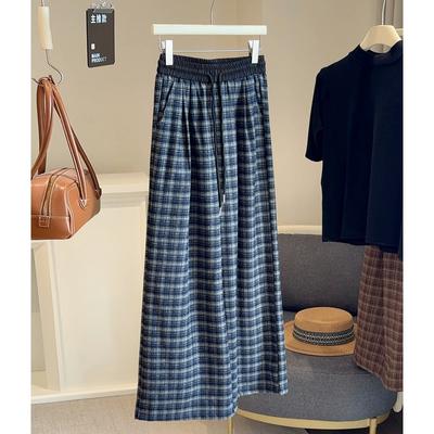 Retro Plaid Pants Women's Casual Pants Autumn Popular New Lazy Style High Waist Loose Versatile Straight Pants