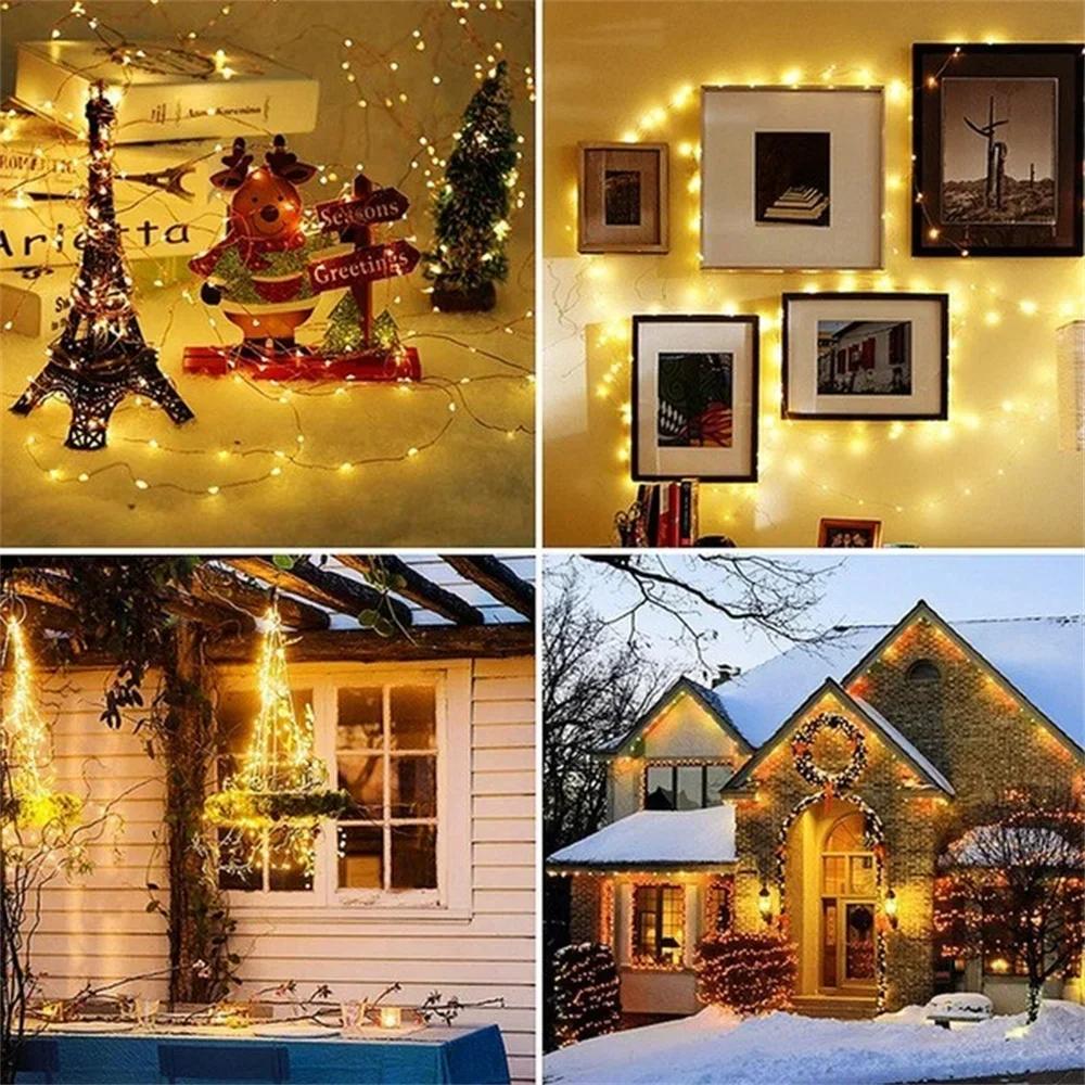 LED Solar Fairy Lights 7/12/22/32M Outdoor Festoon Waterproof Garland String Light For Yard Path Christmas Tree Party Decoration