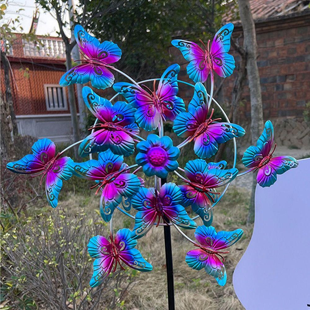 Removable Butterfly Wind Spinner Iron Art Wind Collectors Rotator Gardening Plug Pinwheel  Lawn