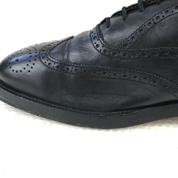 Made in France CLERGET Leather Goodyear Welt Full Brogue Wingtip 42 / 26.0-26.5cm / Black Dress Shoes(USED)