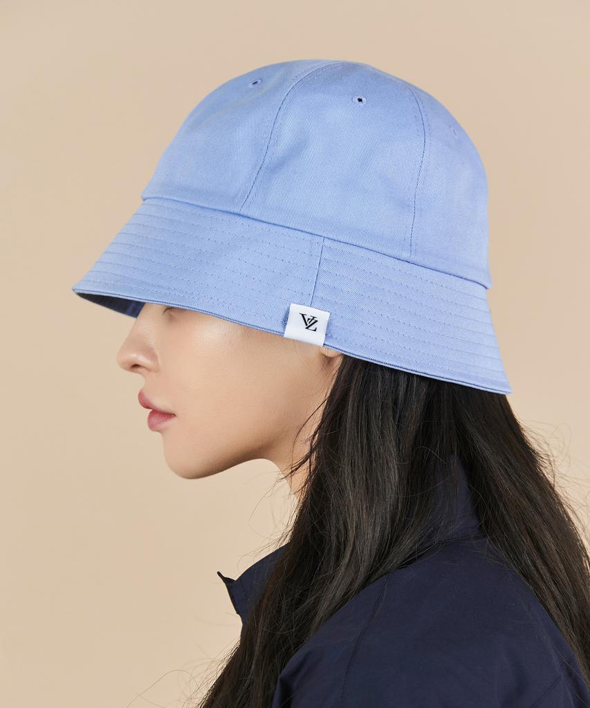 Bajal Monogram Label Round Bucket Hat Sky Blue