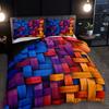 Comforter 3Pcs Colorful Geometric Plaid 1 + 2 S (No Pillow Inserts) High-Definition Print For Home