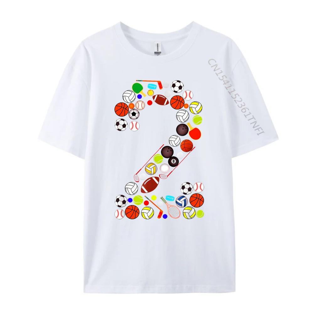 Kids 2nd Birthday Sports Big Number Two 2 Year Old Boy Mens Graphic Tshirts Mans Funny T Shirts Classic